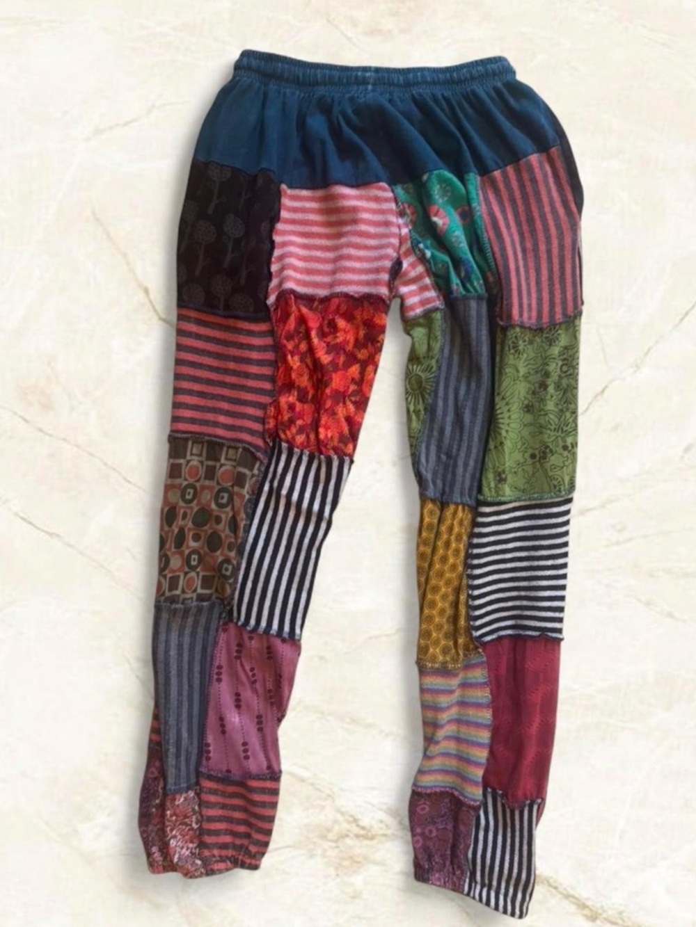 Kathmandu Imports Cotton Patchwork Drawstring Multicolor Harem Pants - Picture 2 of 9